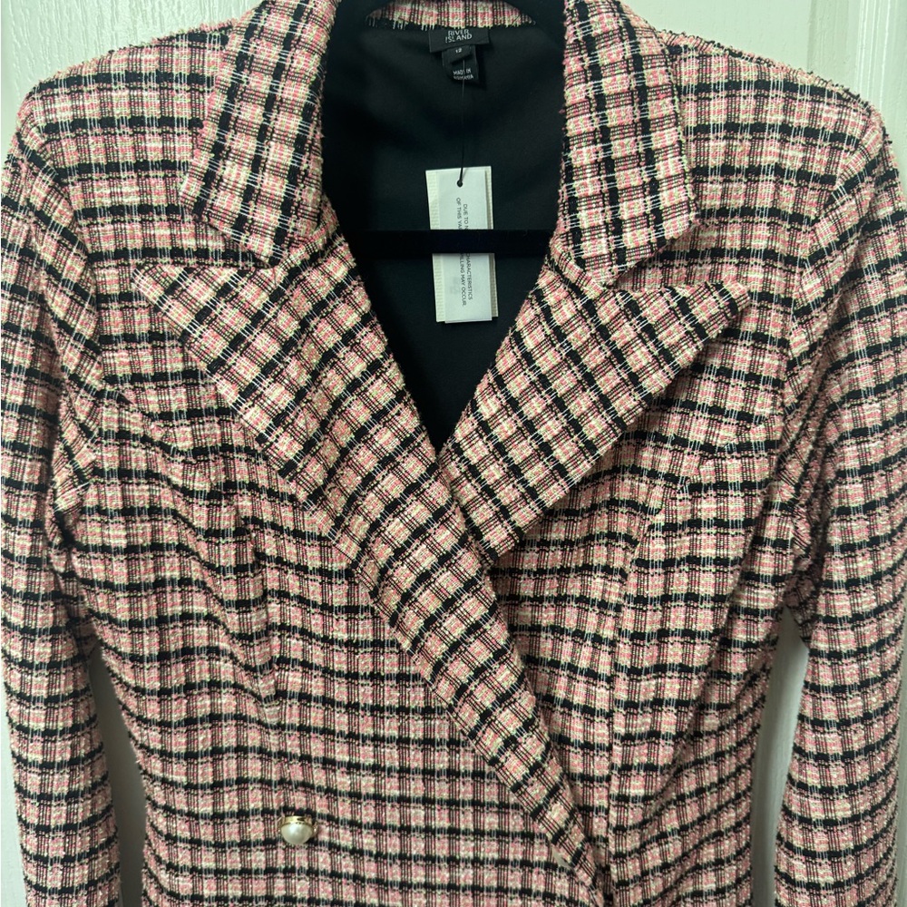 River Island Pink and Black Checkered Blazer Dress - Picture 6 of 7